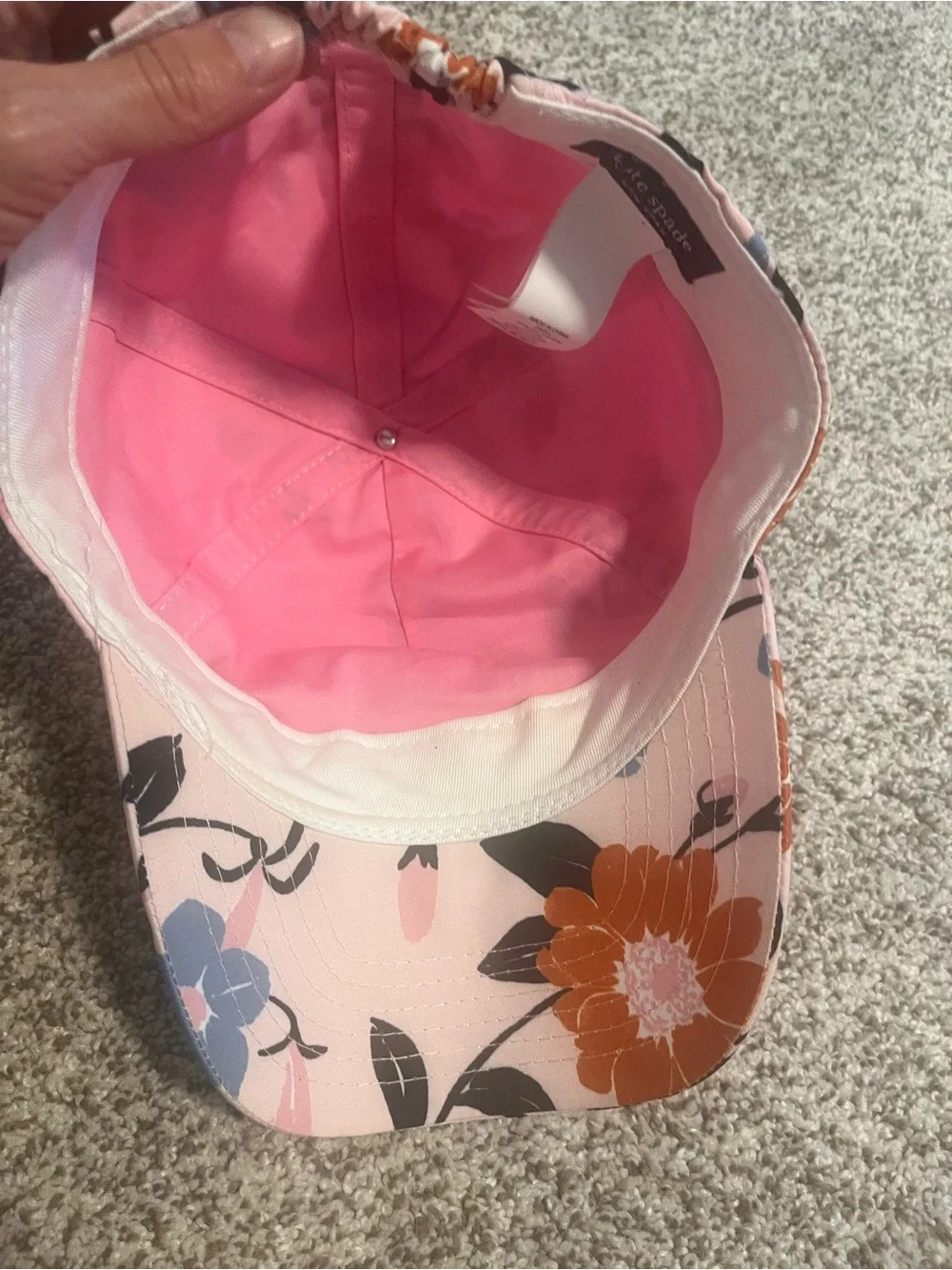 Kate Spade New York Pink Floral Spade Logo Baseball Cap Hat